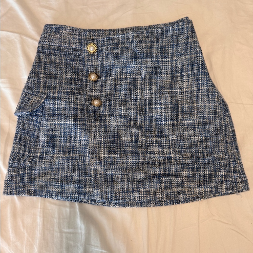 Anthropologie Maeve Blue Tweed Skirt